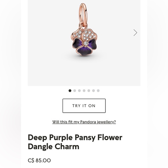 💜💜VIBRANT AND BEAUTIFUL DEEP PURPLE PANSY FLOWER DANGLE CHARM💜💜 - Picture 2 of 8